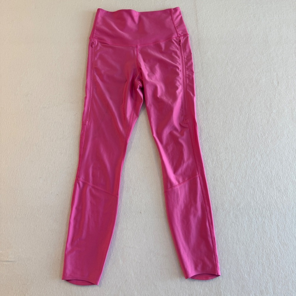 Nike‎ Leggings Women Small Pink High Waisted Athletic Performance Side Zip Vents